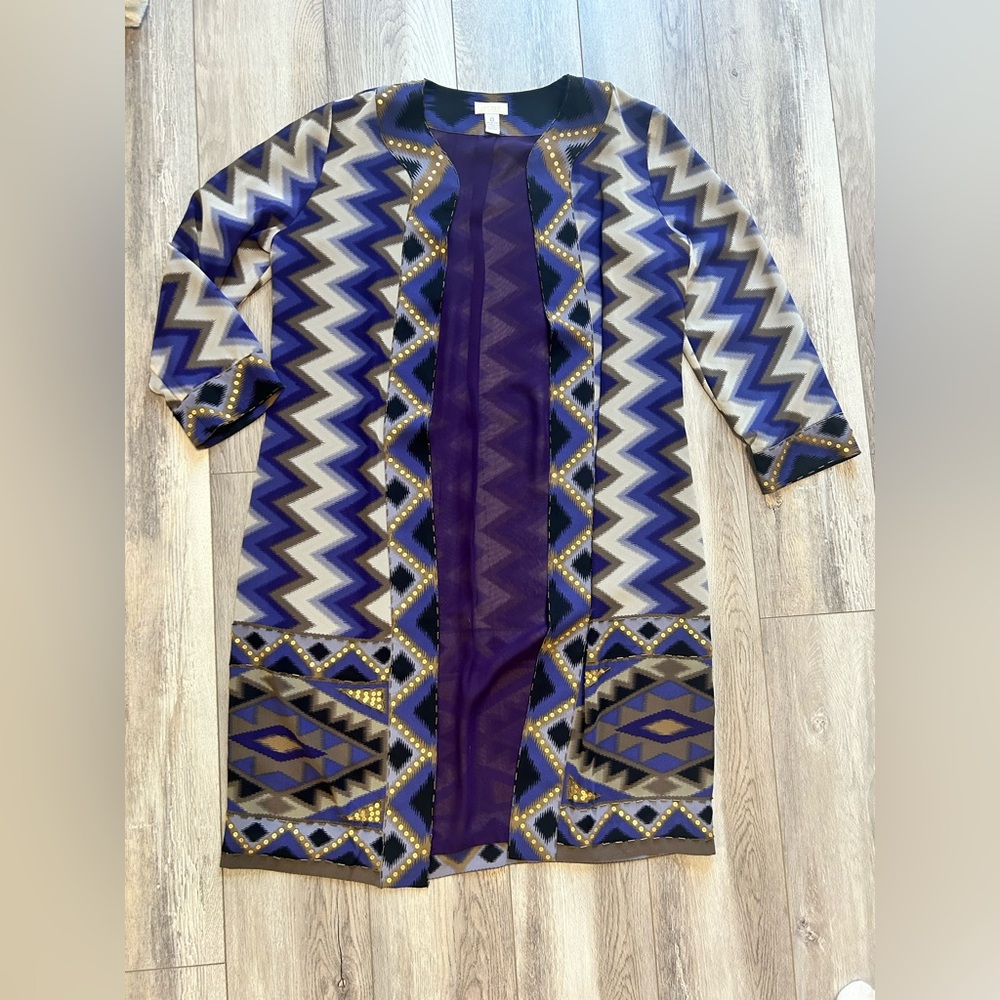 Chico's Patterned Long Cardigan - image 1